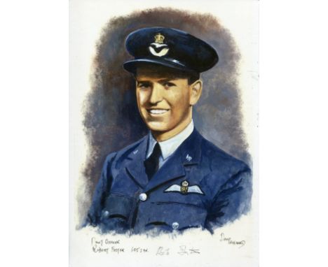 Battle of Britain. 8x12 inch print signed by 605 Squadron Battle of Britain pilot Officer Robert Foster. Good Condition. All 