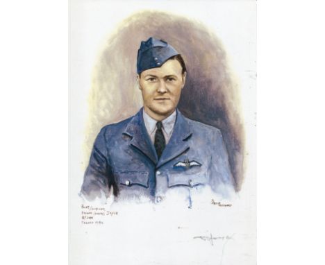 Battle of Britain. 8x12 inch print signed by 87 Squadron Battle of Britain pilot Officer Frank (Jimmy) Joyce. Good Condition.