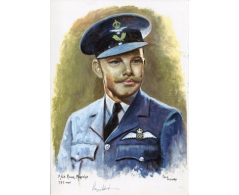 Battle of Britain. 8x12 inch print signed by 501 Squadron Battle of Britain pilot Officer Peter Hairs. Good Condition. All si