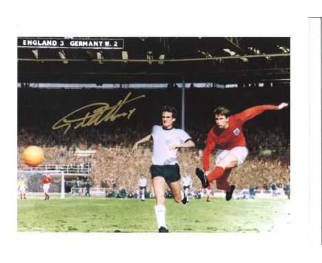Geoff Hurst Signed England 1966 World Cup 12x16 Art Print. Good Condition. All signed pieces come with a Certificate of Authe