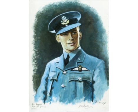Battle of Britain. 8x12 inch print signed by 64 Squadron Battle of Britain pilot Officer Percival Beake. Good Condition. All 