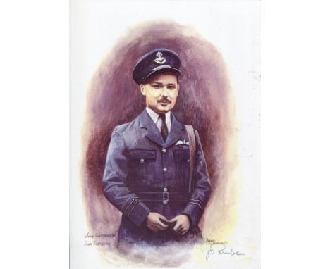 Battle of Britain. 8x12 inch print signed by veteran Battle of Britain pilot Wing Commander John Freeborn. Good Condition. Al