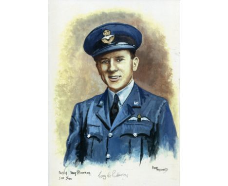 Battle of Britain. 8x12 inch print signed by 501 Squadron Battle of Britain pilot Flt Lt Tony Pickering. Good Condition. All 