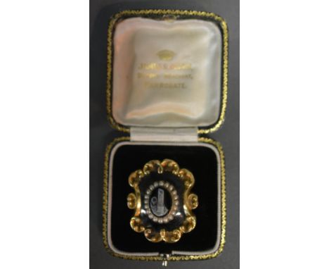 A Victorian Yellow Metal Cameo and Pearl Mourning Brooch