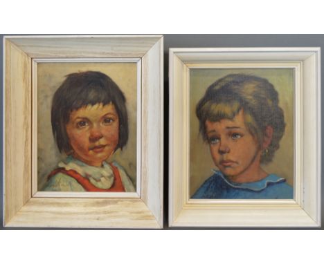Jean BrandsmaA PORTRAIT DEPICTING YOUNG GIRLS ENTITLED 'ANKIE AND ZUSJE'Oil on canvas, 29 x 23 cms