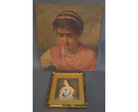 19th Century English SchoolSHOULDER LENGTH PORTRAIT OF A GIRLOil on canvas, 41 x 36 cms, together with a 19th Century portrai