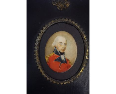 Circle of William Stephen Lethbridge (1771-1831) "Dragoon Officer" Miniature Portrait Watercolour on Ivory, circa 1795, 3.5cm