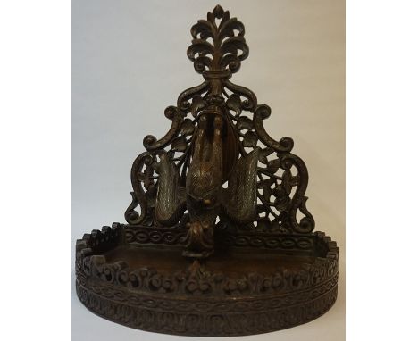A Continental Carved Mahogany Wall Bracket, circa 19th century, Modelled as a phoenix, 52cm high