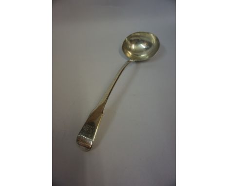 A Regency Silver Soup Ladle, Hallmarks for Richard Turner, London 1814, Monogrammed to handle, 33cm long, approximately 6oz