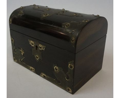 A Coromandel Tea Caddy, circa 19th century,, Enclosing domed lids, having silver plated mounts, 15cm high