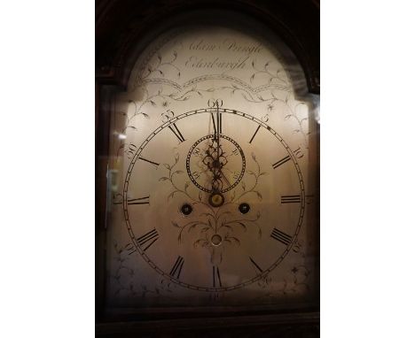 Adam Pringle Edinburgh, A Carved Oak Longcase Clock, circa 1800, Having an eagle surmount above a 12 inch silvered dial, with