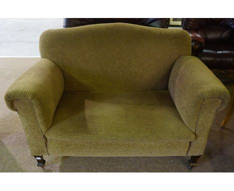 A Vintage Drop End Sofa, Raised on wooden feet with metal castors, 80cm high, 140cm wideCondition reportJust drops to one sid