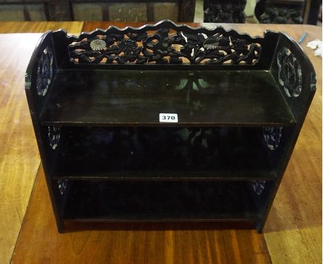 A Japanese Hardwood Hanging Wall Shelve, circa late 19th century, Decorated with mother of pearl bird and floral roundels, 45