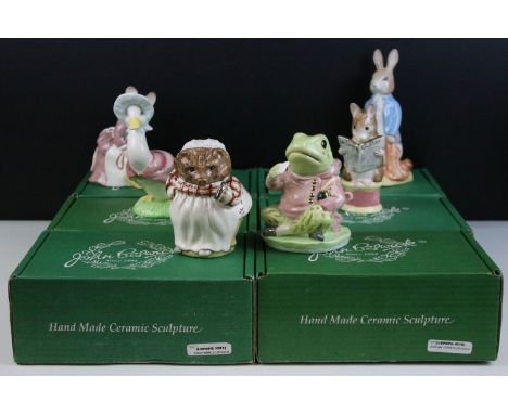 Group of Beswick Beatrix Potter figurines to include Hunca Munca Sweeping No.1,043 of 1,947, Jeremy Fisher No.773, Tailor of 