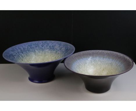 Two Portmeirion large bowls from the Starfire Collection to include 'Amethyst' smaller bowl, diameter 33.5cm and 'Sapphire' l