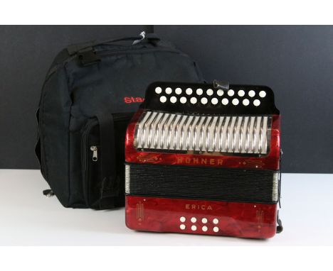 Hohner Erica button melodeon with red marble finish 