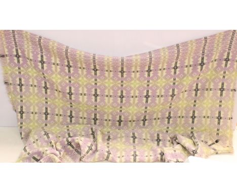 Large lavender pastel coloured Welsh blanket, H 220cm W 220cm