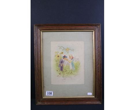 Martin Anderson (Cynicus), caricature of children titled Adam &amp; Eve - circa 1910, watercolour, signed (Cynicus) lower rig