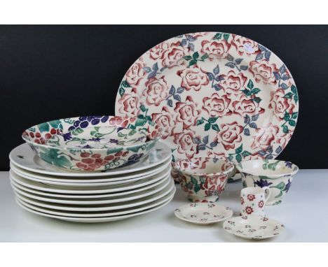 Early Emma Bridgewater hand decorated Sponge Ware in fruit, rose and floral prints comprising of  large oval serving platter,