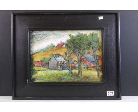 Peter Arnold (20th century), impressionist style landscape scene with trees and houses, impasto oil, signed lower right, 26.5