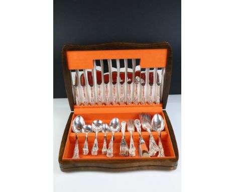 United Cutlers silver plated six piece King's pattern set of cutlery, cased, with paperwork from original purchase in 1996