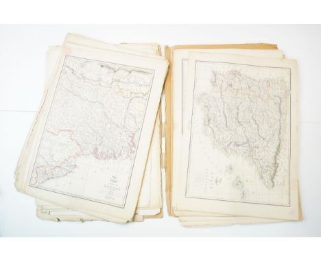 Over 90 19th and early 20th century paper maps, mainly from Weekly Dispatch Atlas (Weller, Edward and Dower, John) to include