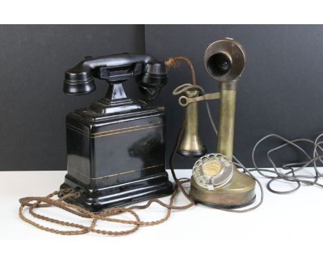 Two telephones to include a Siemens Brothers London and a candlestick dial example 