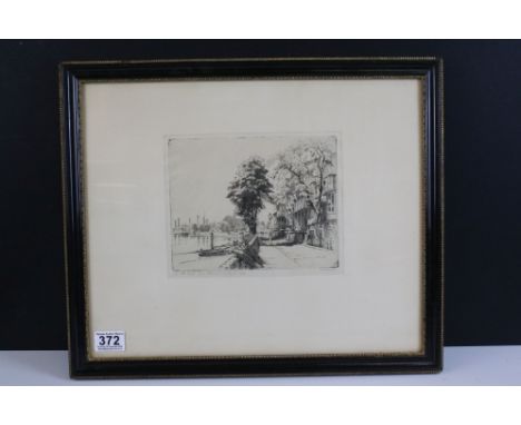 Herbert G Hampton (1889 - 1943), The Mall from Hammersmith Bridge, etching, signed in pencil lower right and titled lower lef