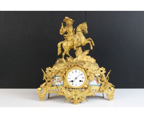 Mid XIXC c.1860 French ormulo 8 day mantel clock, movement signed H Marc, Paris