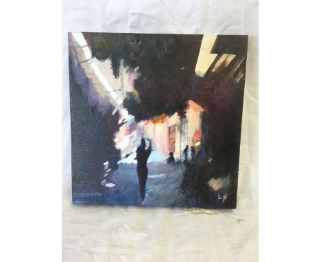 OIL PAINTING ON CANVAS, SIGNED WITH INITIALS BP, GALLERY DETAILS ATTACHED
