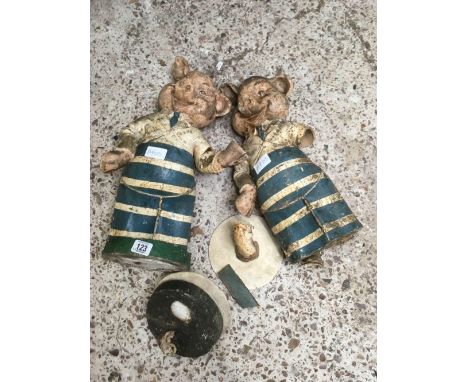 2 VINTAGE ADVERTISING BUTCHERS PIGS, POOR CONDITION