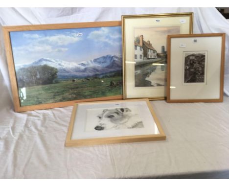 PEBWORTH PICTURE OF BATH, F/G PEN &amp; INK PORTRAIT OF A DOG, F/G WATERCOLOUR BY BRIAN PESKETT OF THE ROYAL OAK PUB &amp; A 