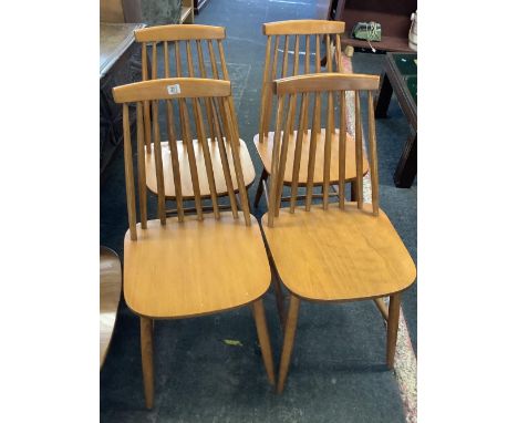 4 ERCOL STYLE STICK BACK CHAIRS