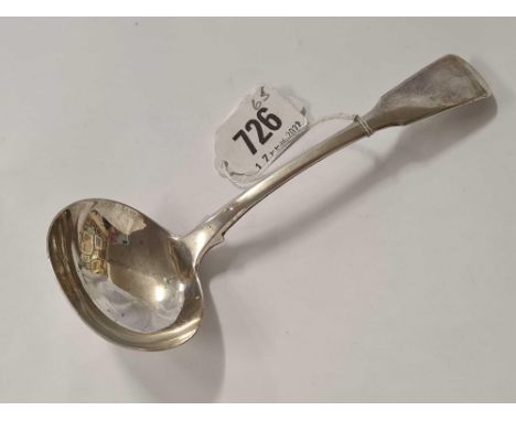 A HEAVY PLAIN GEORGE III SILVER SAUCE LADLE, LONDON 1815 BY R.R