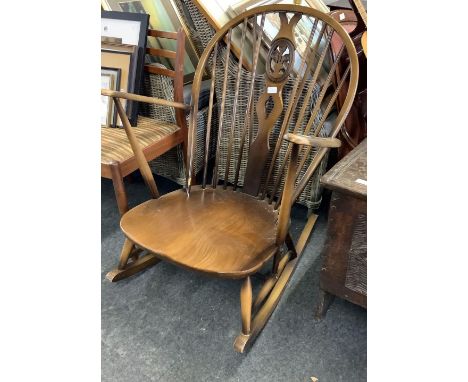 PRINCE OF WALES FLEUR DE LYS ERCOL ROCKING CHAIR