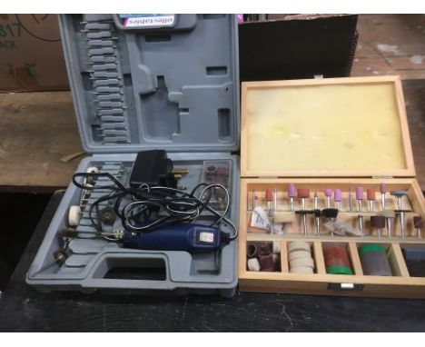 SMALL BOXED ROTARY MODELER' TOOL KIT &amp; BOX OF ACCESSORIES