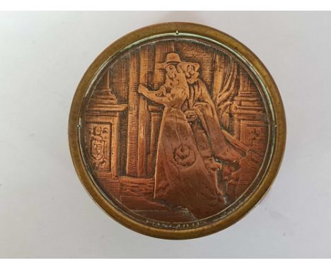 BRASS &amp; COPPER ROUND SNUFF BOX