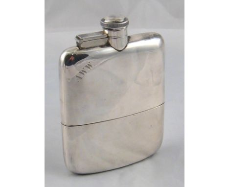 A silver whisky hip flask with cup, James Dixon & Sons, Sheffield 1960. 