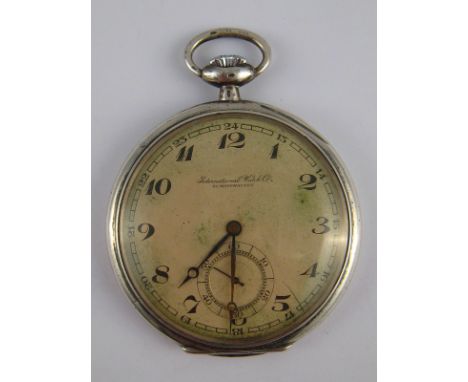 An International Watch Co. Schaffhausen pocket watch, the silver case with Swiss and German hallmarks, case and movement mark