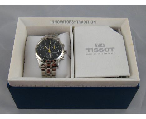 A Tissot Quartz Chronograph G10 men's wristwatch, stainless steel bracelet with folding clasp, in original box with users man