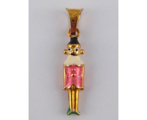A yellow metal (tests 18 carat gold) and enamel pendant / charm, approx 3cm, 1.5 gms.
