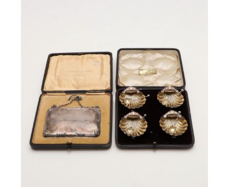 with suspensory chain, scroll sides and leather innards, contained in original fitted case, c.1905 (marks worn), together wit