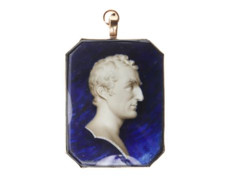 Portrait miniature of The Duke of Wellington as a marble bust, profile facing right, inscribed on bust Prince of Waterloo 181