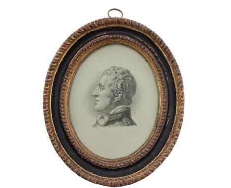 Portrait of the Duke of Wellington, profile facing left, inscribed verso, The Duke of Wellington, by E F Burney, en grisaille