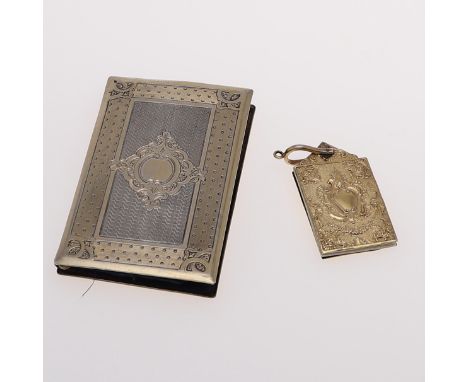 with engine-turned decoration, an engraved vacant cartouche, a blue silk lining and an accompanied pencil, apparently unmarke