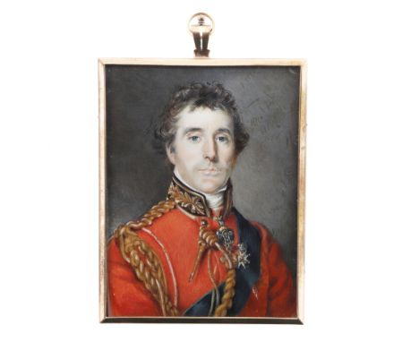 After Sir Thomas Lawrence circa 1815 Portrait miniature of Arthur Wellesley, Duke of Wellington, watercolour on ivory with re