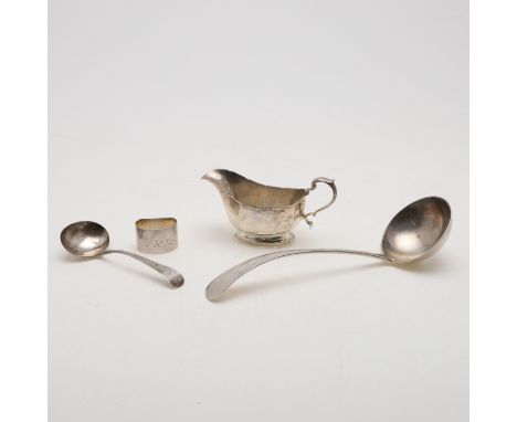 by I. S Greenberg, London 1939, together with a George III sauce ladle, initialled, London 1804, a sauce boat, Birmingham 193