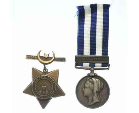 A Pair of Egypt Campaign Medals awarded to 1672 Pte A. Horton, 1/York &amp; Lanc R. (1st Battalion, York &amp; Lancaster Regi