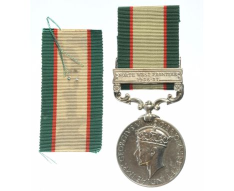 General Service Medal, George VI, with North West Frontier 1936-37 clasp. Awarded to: 38049 Sig. Lal Khan, 12 Mtn Bty (Signal