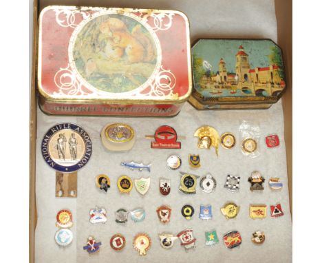 A Group of 35+ Sports Badges &amp; Others. Mostly comprising of speedway badges from tracks around the UK. Also included is a